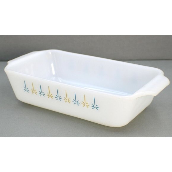 Loaf Pan Anchor Hocking Fire King #441 Candle Glow One Quart Milk Glass 1960's - Picture 2 of 6